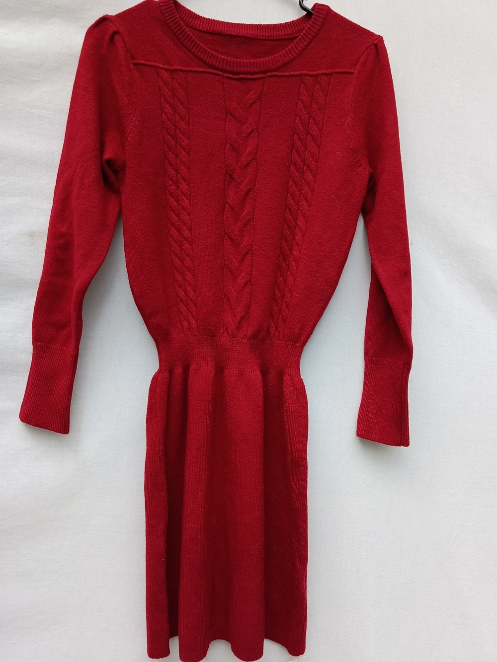 Saodimallsu Red Cable-Knit Scoop Neck Sweater Dress Fall/Winter Size Small Y2k